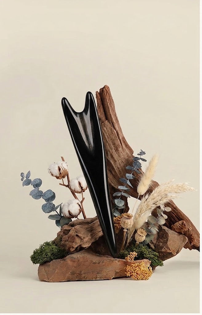 Natural Black Buffalo Horn Meridian Massage Stick